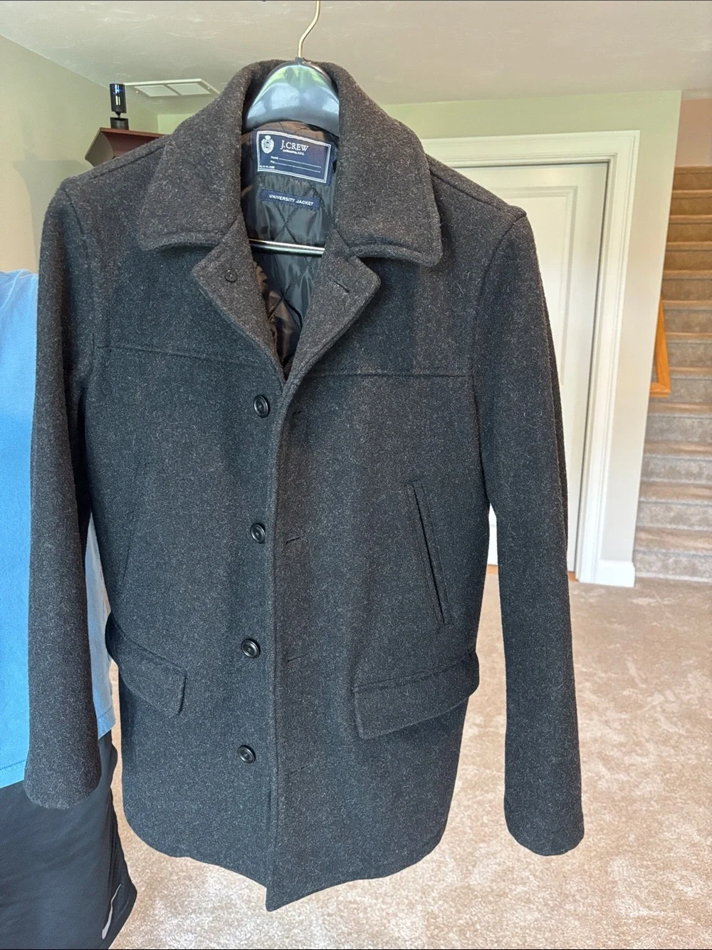 J. Crew Men’s Dark Charcoal Wool Peacoat